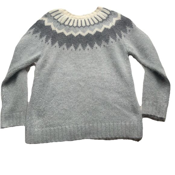 White Stag Fair Isle Angora Lambs Wool Sweater Women’s Medium Ski Gray Ivory - Picture 6 of 6